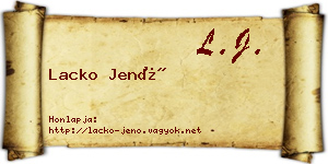 Lacko Jenő névjegykártya